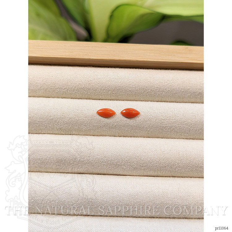 0.60 Ct.Tw. Cabochon Coral Pair from Italy