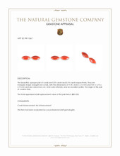 1.33 Ct.Tw.Total Carat Weight Cabochon Coral Pair from Italy Appraisal