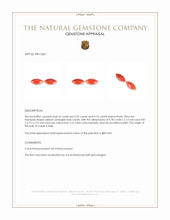 1.33 Ct.Tw.Total Carat Weight Salmon (Orangish Red) Cabochon Coral Pair from Italy Appraisal