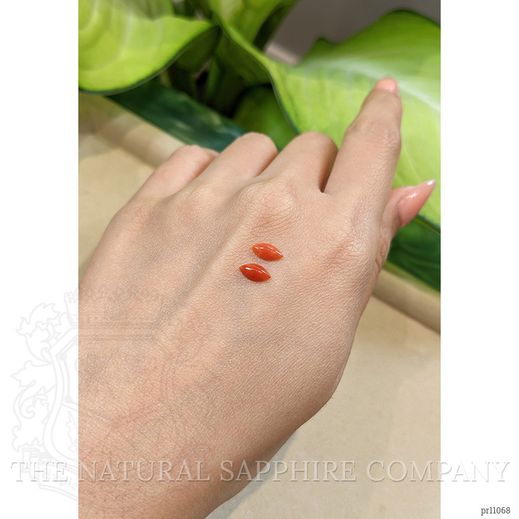 0.71 Ct.Tw. Cabochon Coral Pair from Italy