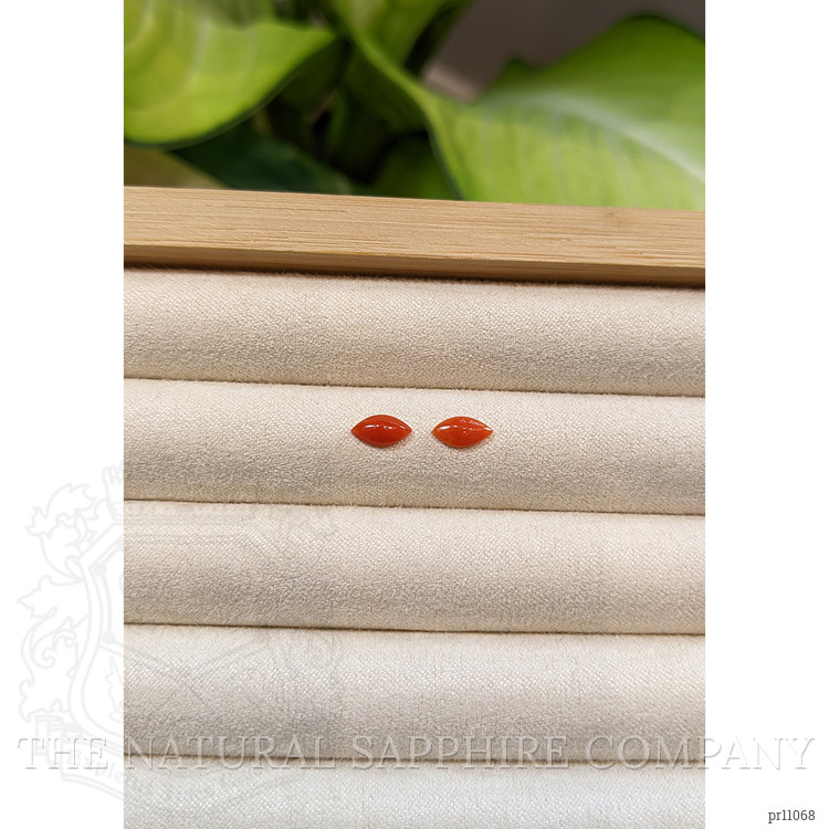 0.71 Ct.Tw. Cabochon Coral Pair from Italy