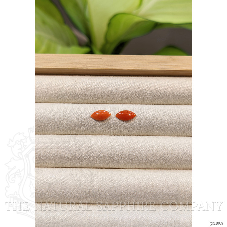 1.32 Ct.Tw. Cabochon Coral Pair from Italy