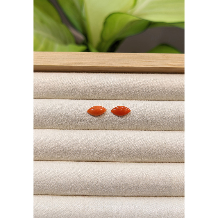 1.32 Ct.Tw. Cabochon Coral Pair from Italy