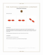 0.31&nbsp;Ct.Tw.Total Carat Weight Cabochon Coral Pair from Italy Appraisal