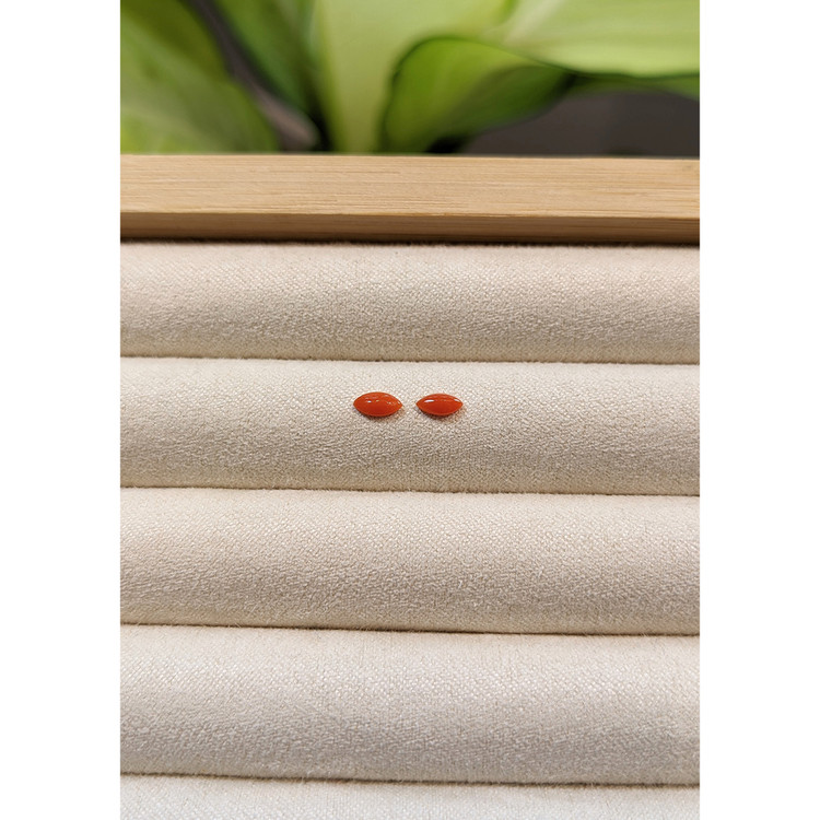 0.31 Ct.Tw. Cabochon Coral Pair from Italy