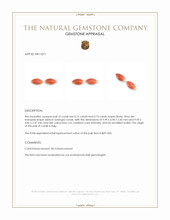 1.45 Ct.Tw.Total Carat Weight Salmon (Orange) Cabochon Coral Pair from Italy Appraisal