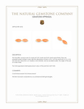 0.95 Ct.Tw.Total Carat Weight Salmon (Orange) Cabochon Coral Pair from Italy Appraisal