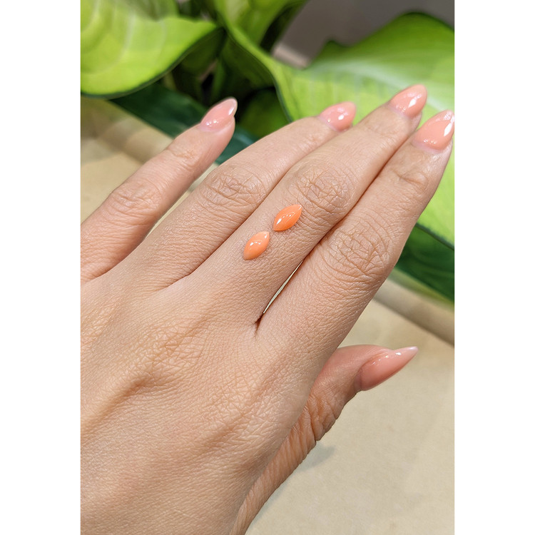 0.95 Ct.Tw. Cabochon Coral Pair from Italy