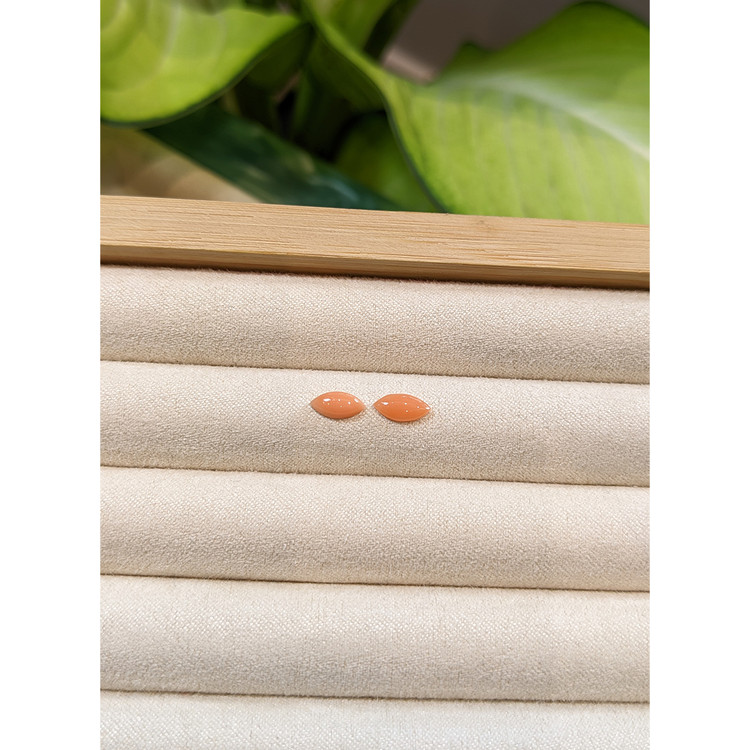 0.95 Ct.Tw. Cabochon Coral Pair from Italy