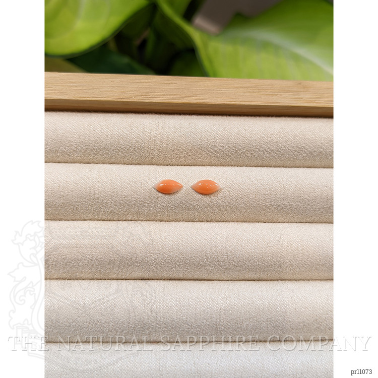 0.74 Ct.Tw. Cabochon Coral Pair from Italy