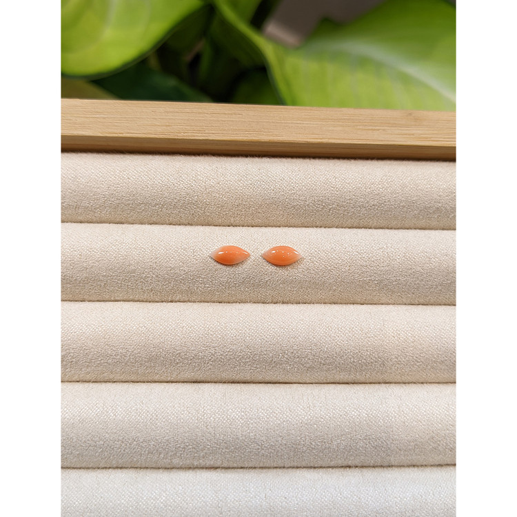 0.74 Ct.Tw. Cabochon Coral Pair from Italy