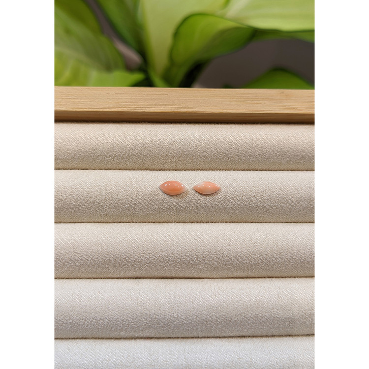 0.85 Ct.Tw. Cabochon Coral Pair from Italy