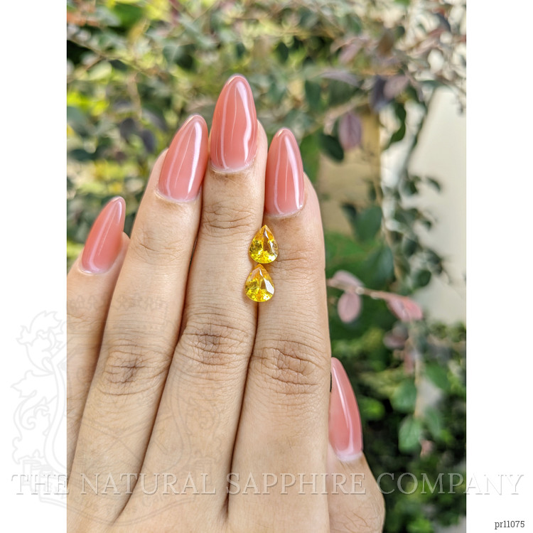 2.05 Ct.Tw. Orangish Yellow Sapphire Pair from Ceylon (Sri Lanka)