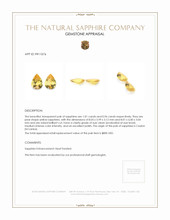 1.97 Ct.Tw.Total Carat Weight Yellow Sapphire Pair from Ceylon (Sri Lanka) Appraisal