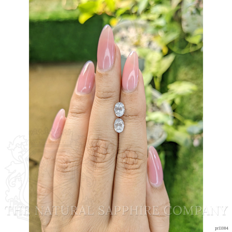 1.90 Ct.Tw. White Sapphire Pair from Ceylon (Sri Lanka)