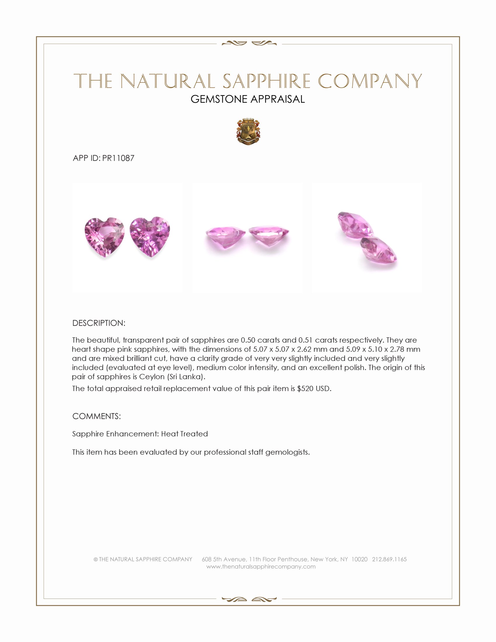 1.01 Ct.Tw. Pink Sapphire Pair from Ceylon (Sri Lanka)
