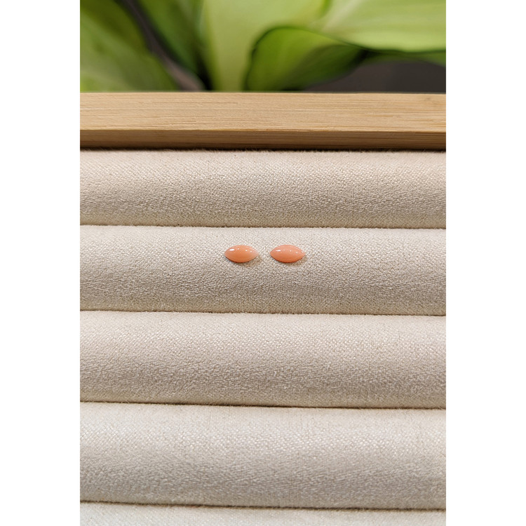 0.41 Ct.Tw. Cabochon Coral Pair from Italy