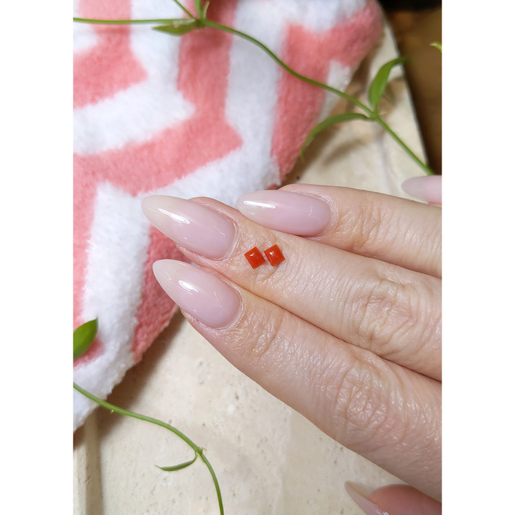 0.32 Ct.Tw. Cabochon Coral Pair from Italy