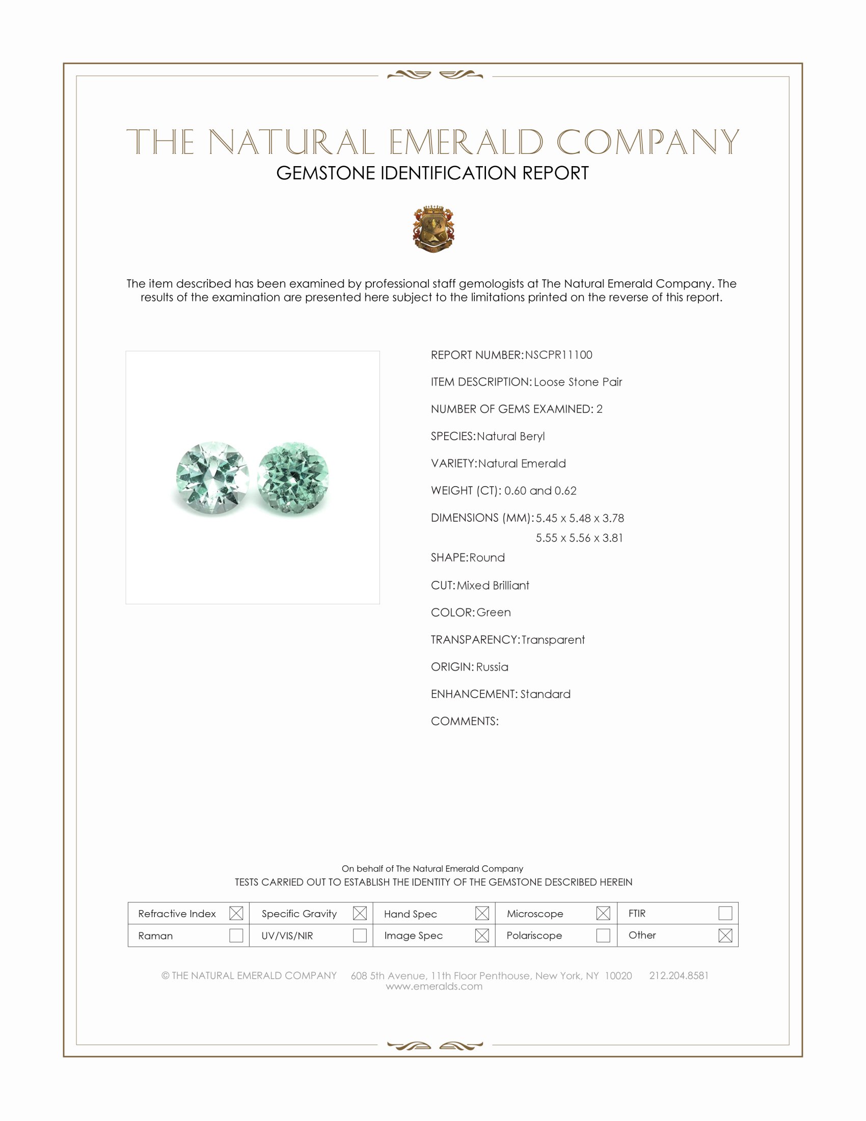 1.22 Ct.Tw. Emerald Pair from Russia
