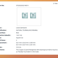 5.52&nbsp;Ct.Tw.Total Carat Weight Paraiba Tourmaline Pair from Africa Scan Report