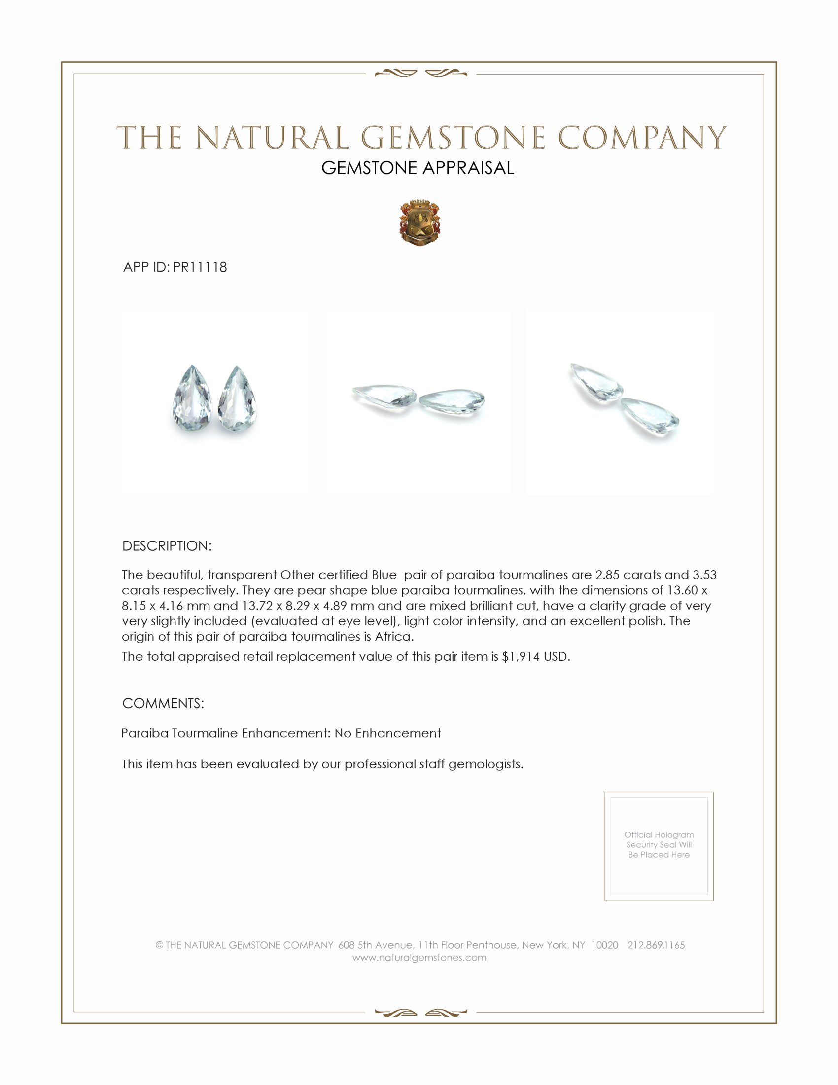 6.38 Ct.Tw. Paraiba Tourmaline Pair from Africa