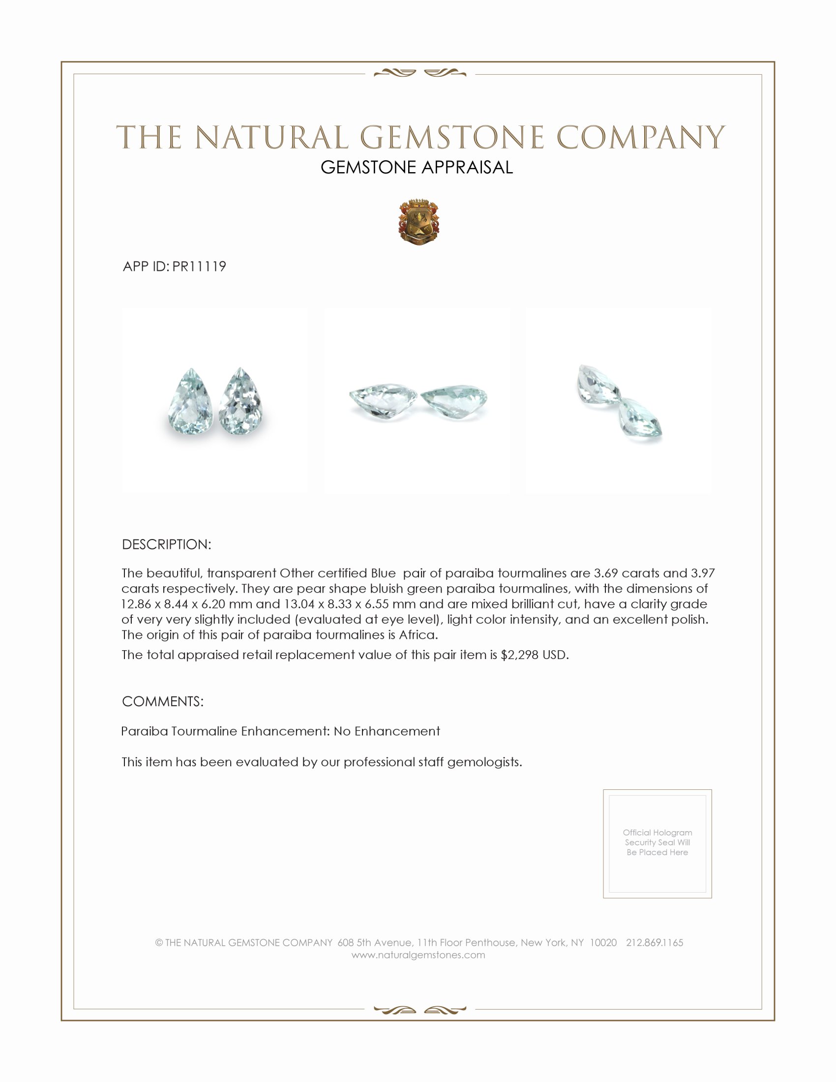 7.66 Ct.Tw. Paraiba Tourmaline Pair from Africa