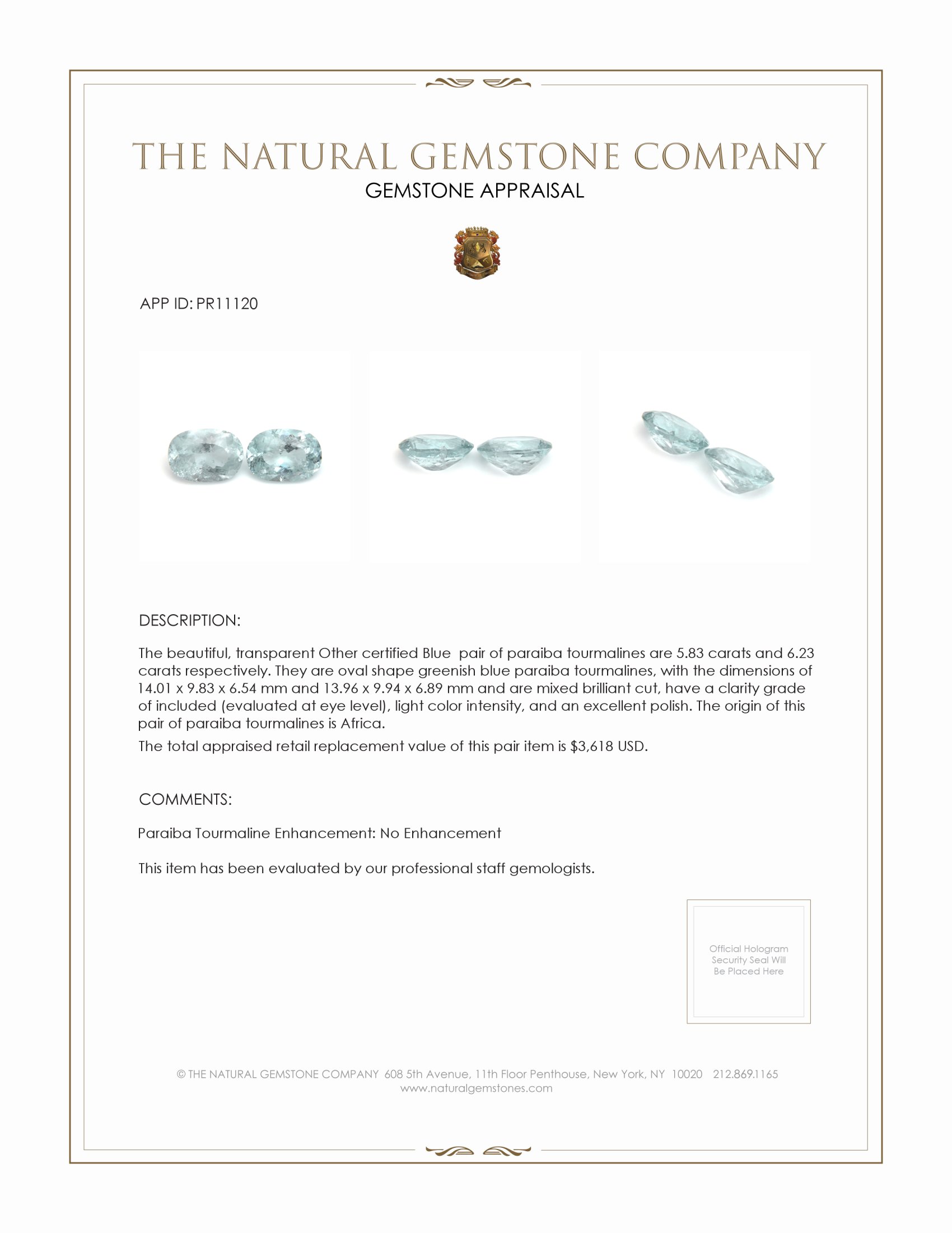 12.06 Ct.Tw. Paraiba Tourmaline Pair from Africa