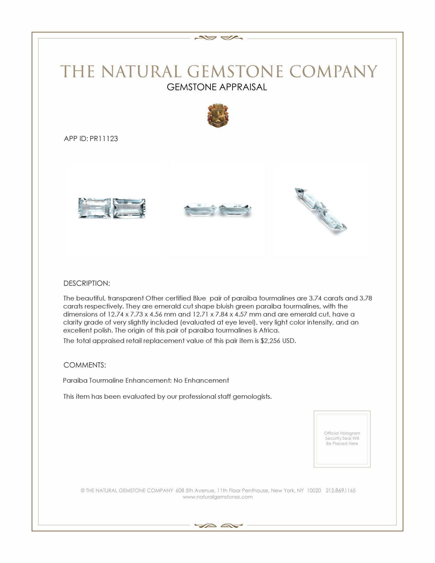 7.52 Ct.Tw. Paraiba Tourmaline Pair from Africa