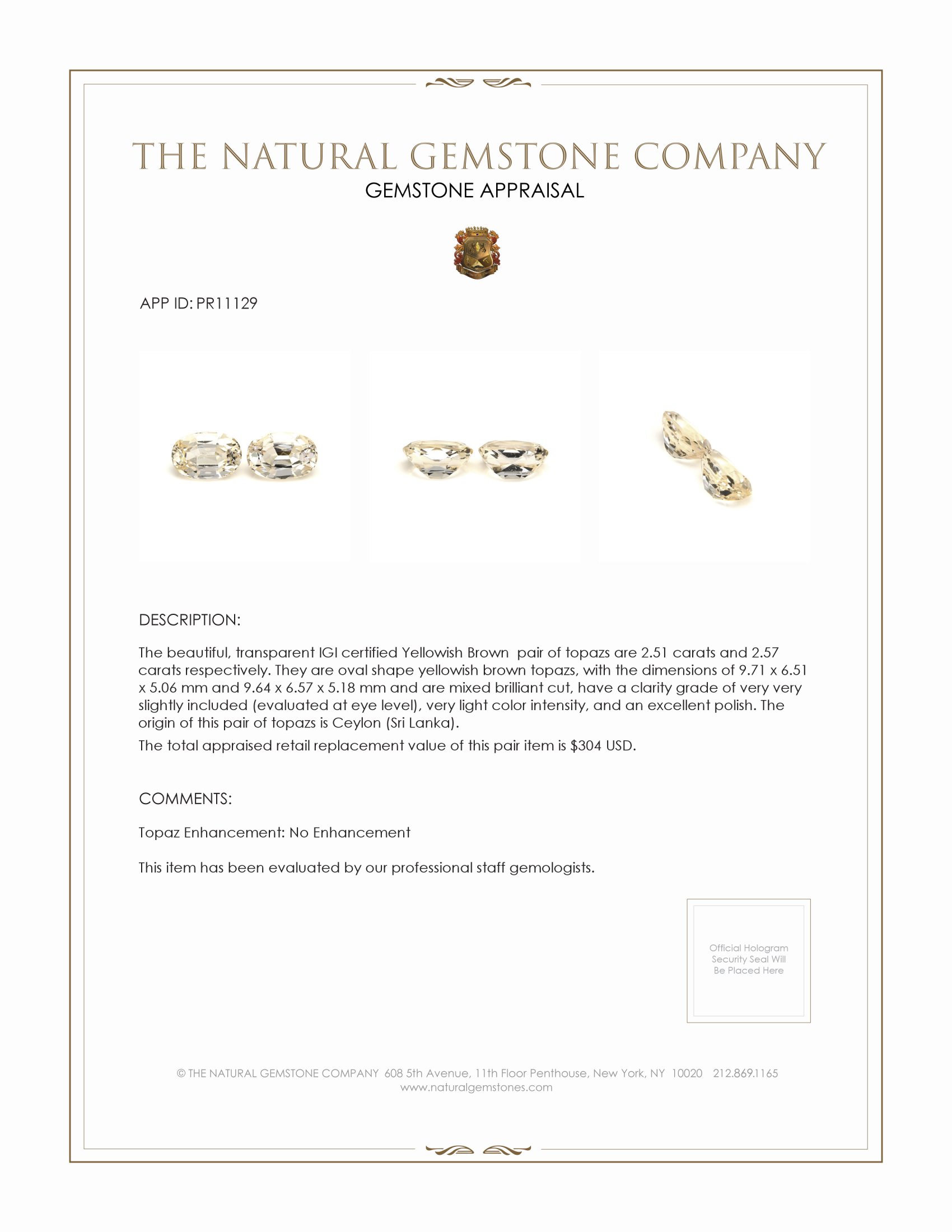 5.08 Ct.Tw. Topaz Pair from Ceylon (Sri Lanka)