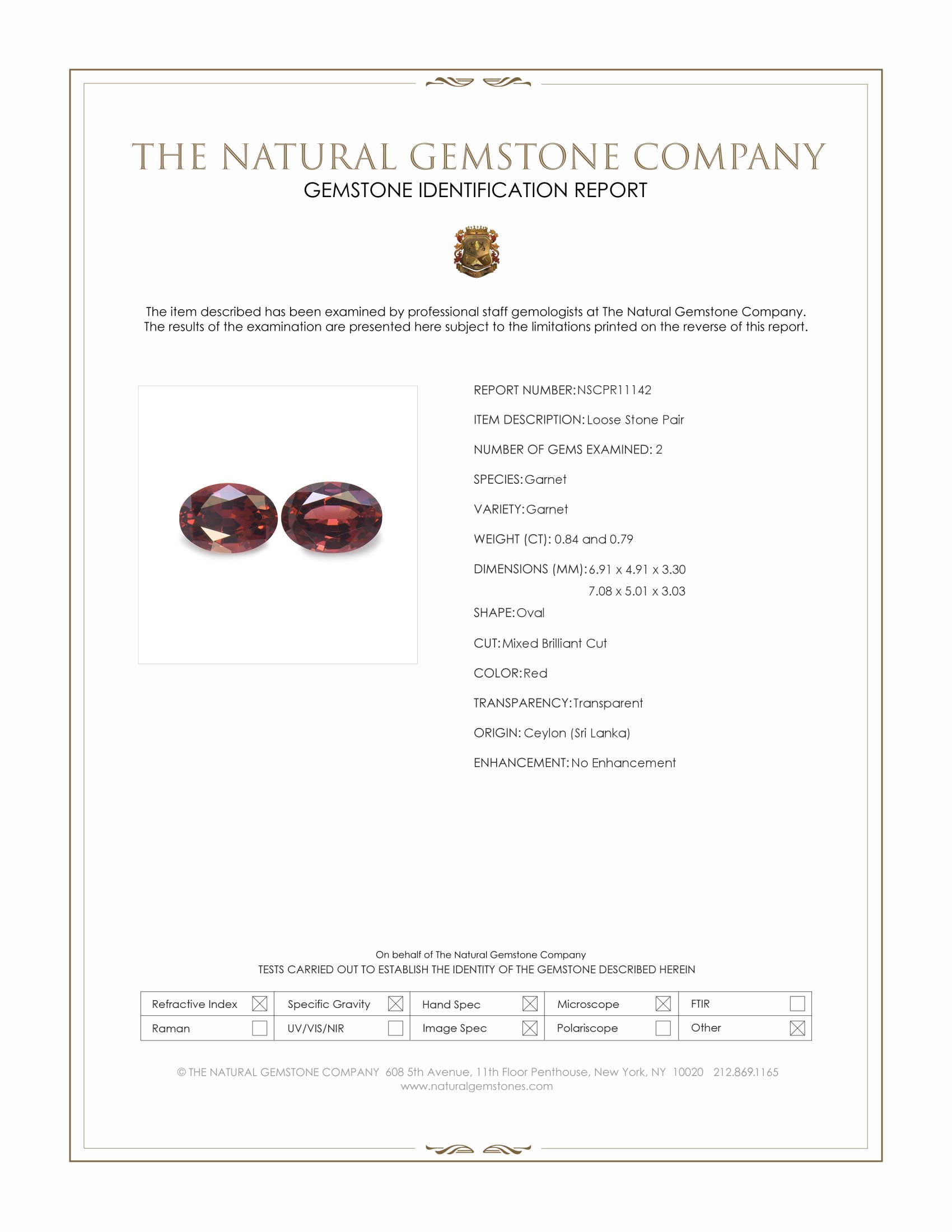 1.63 Ct.Tw. Red Garnet Pair from Ceylon (Sri Lanka)