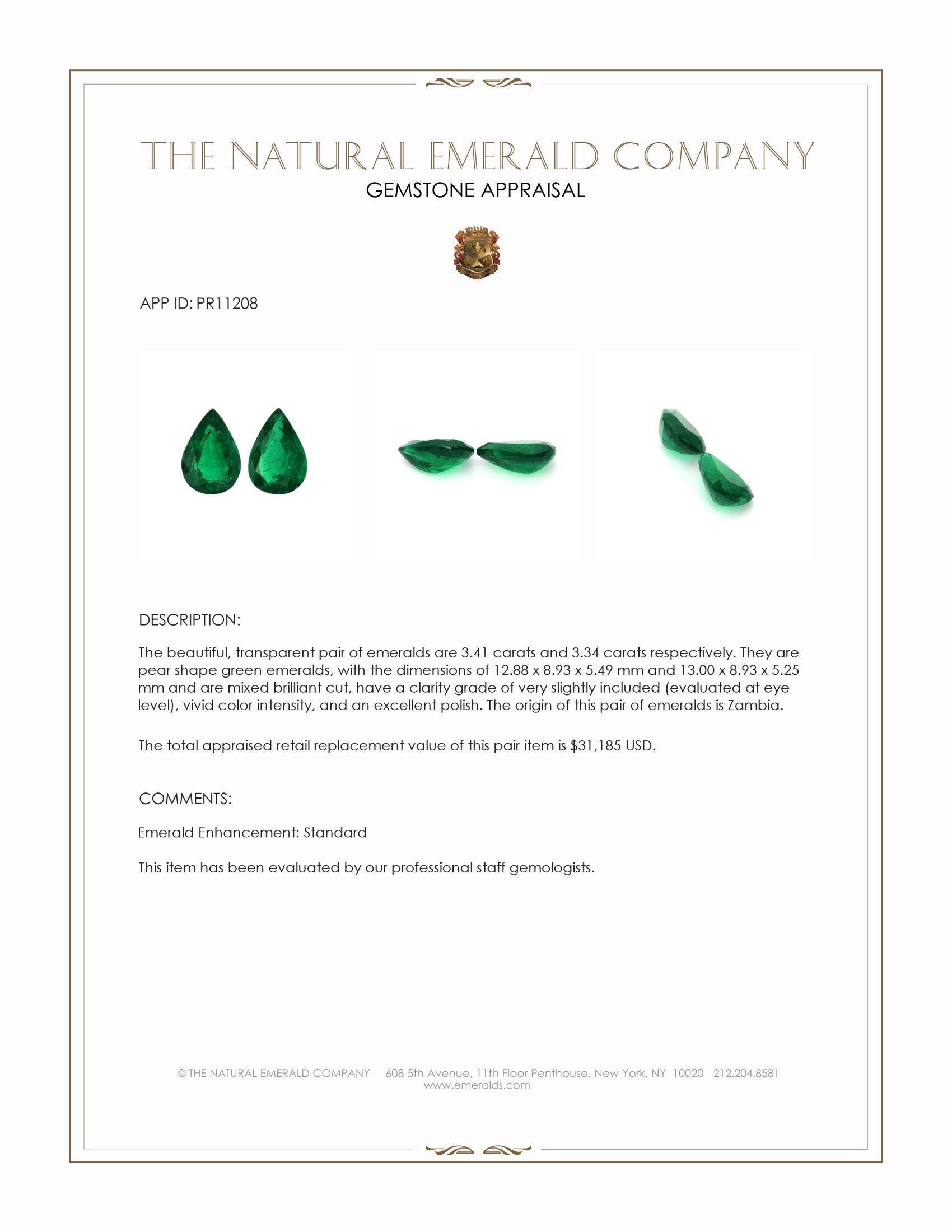 6.75 Ct.Tw. Emerald Pair from Zambia