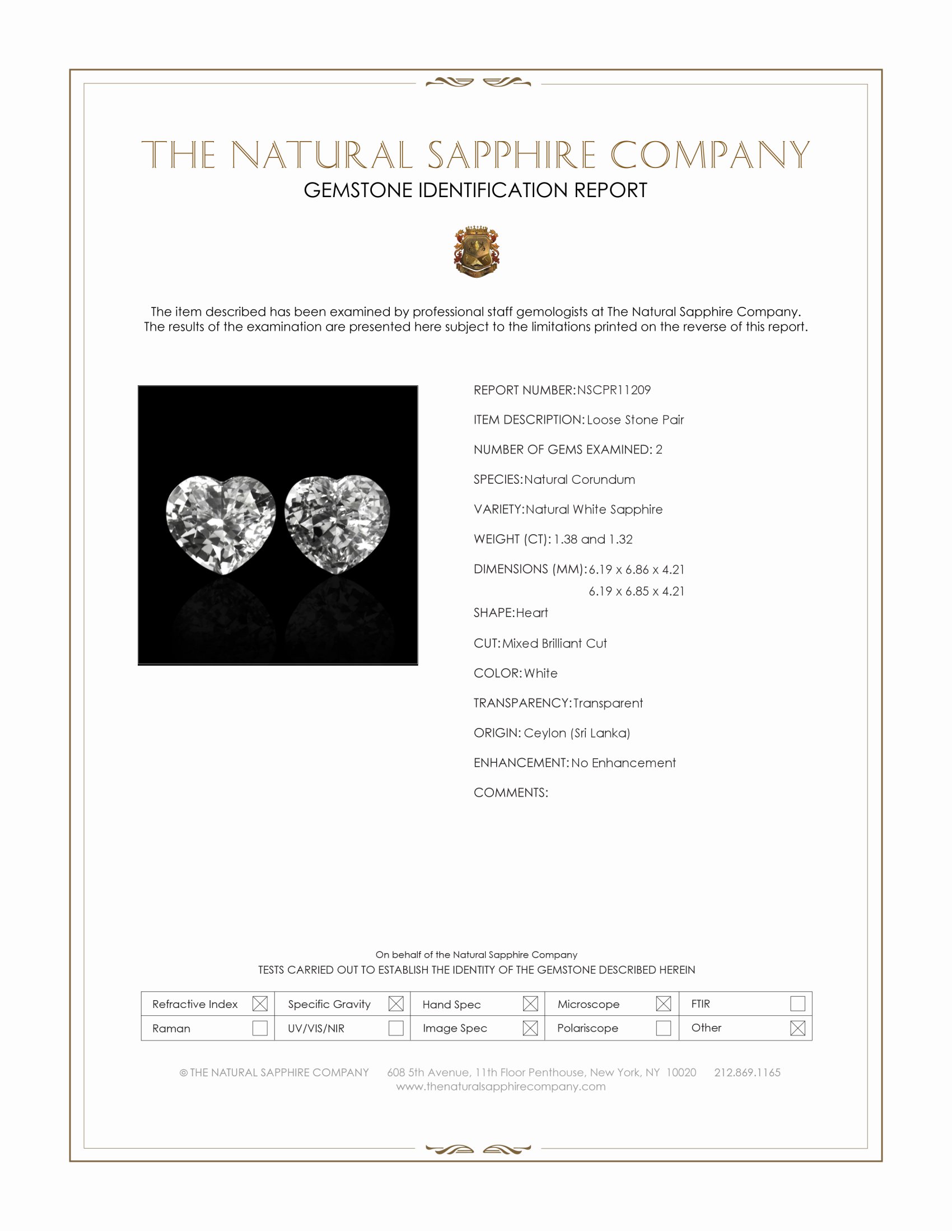 2.70 Ct.Tw. White Sapphire Pair from Ceylon (Sri Lanka)
