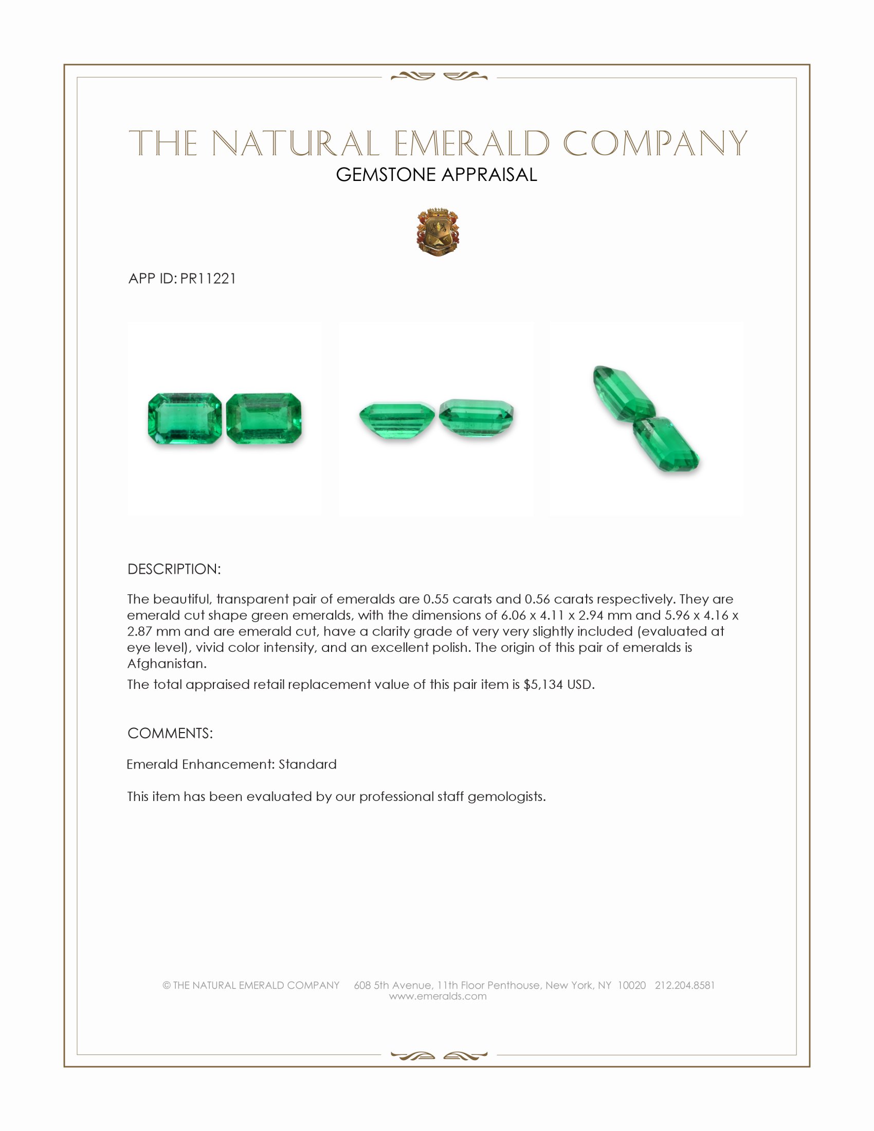 1.11 Ct.Tw. Emerald Pair from Afghanistan