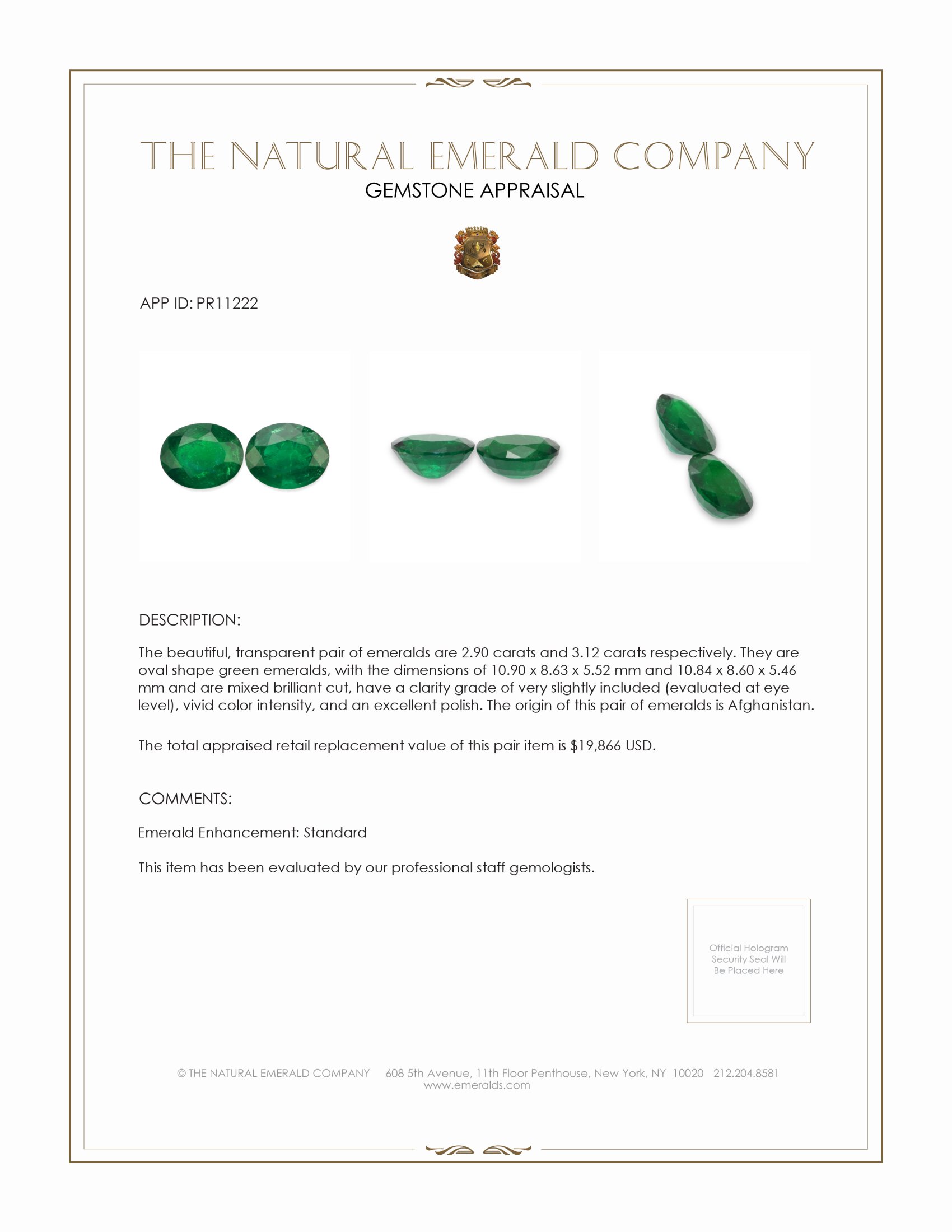 6.02 Ct.Tw. Emerald Pair from Afghanistan