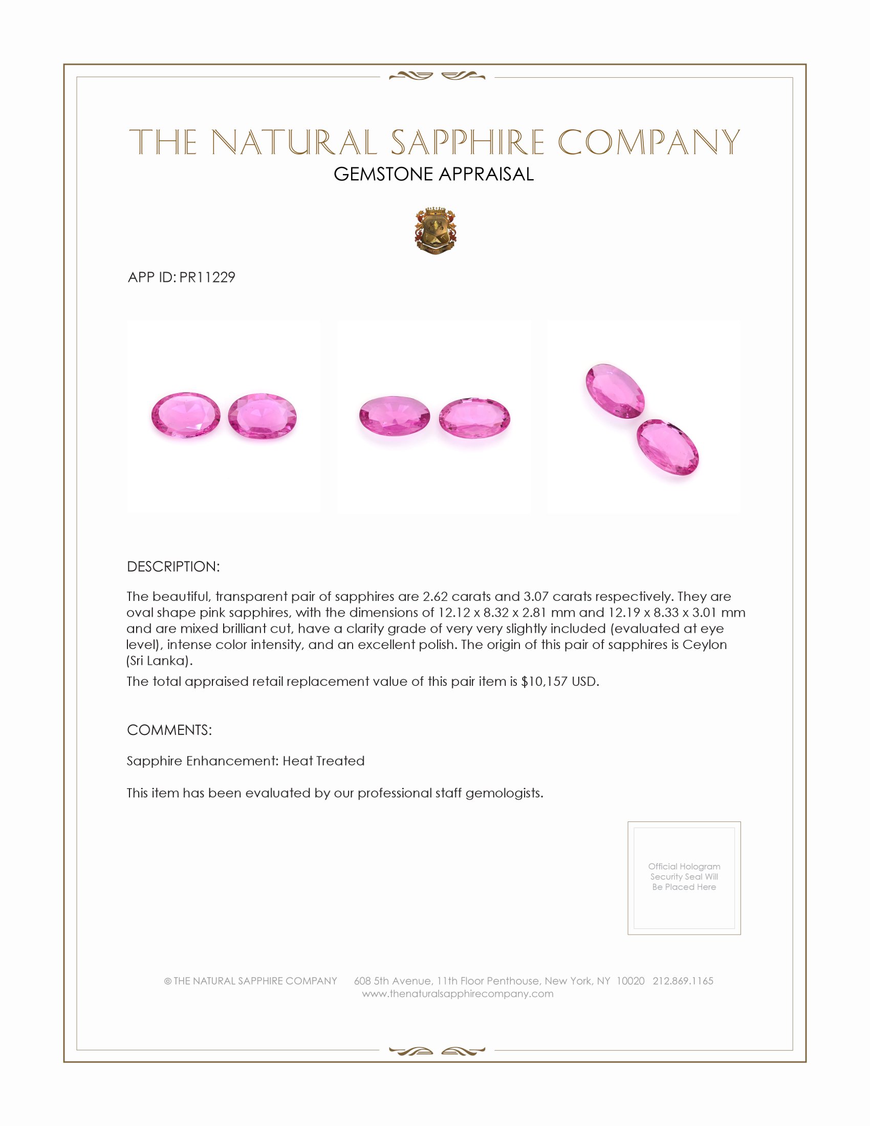 5.69 Ct.Tw. Pink Sapphire Pair from Ceylon (Sri Lanka)