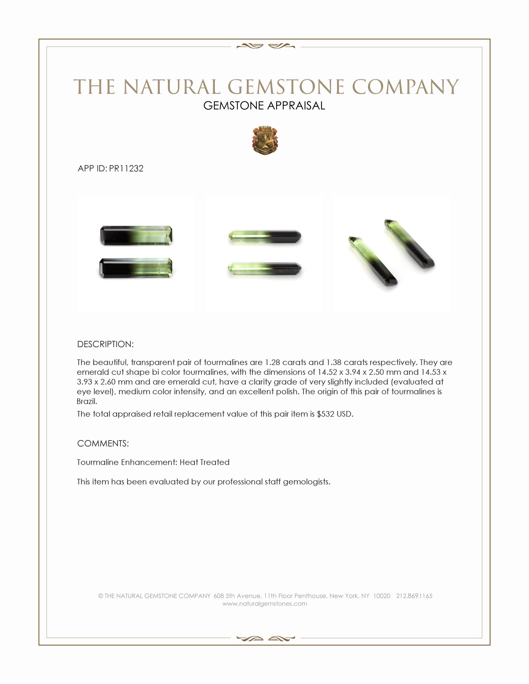 2.66 Ct.Tw. Tourmaline Pair from Brazil