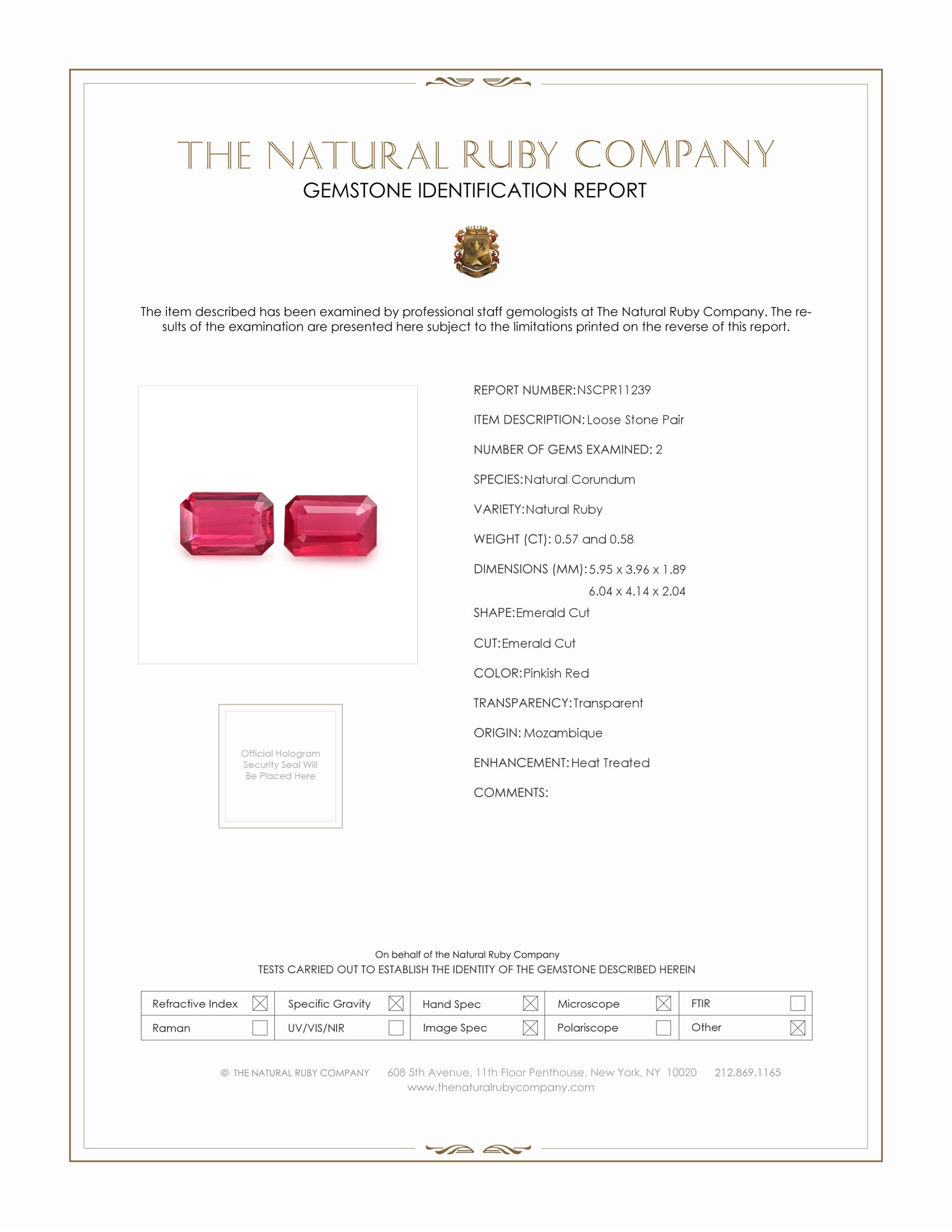 1.15 Ct.Tw. Pinkish Red Ruby Pair from Mozambique