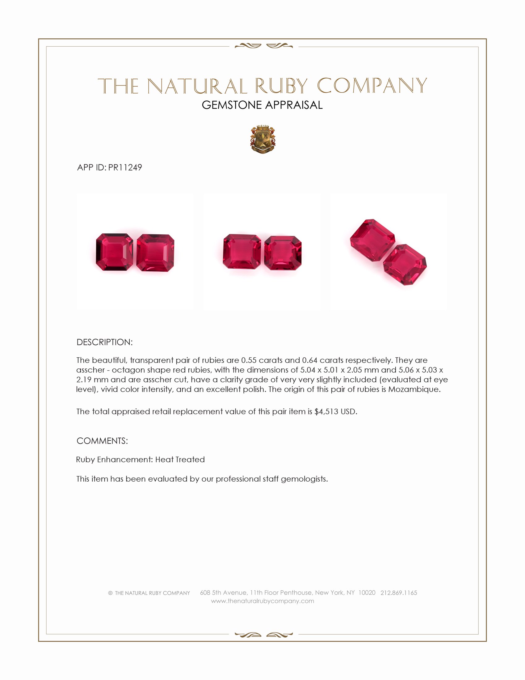 1.19 Ct.Tw. Ruby Pair from Mozambique