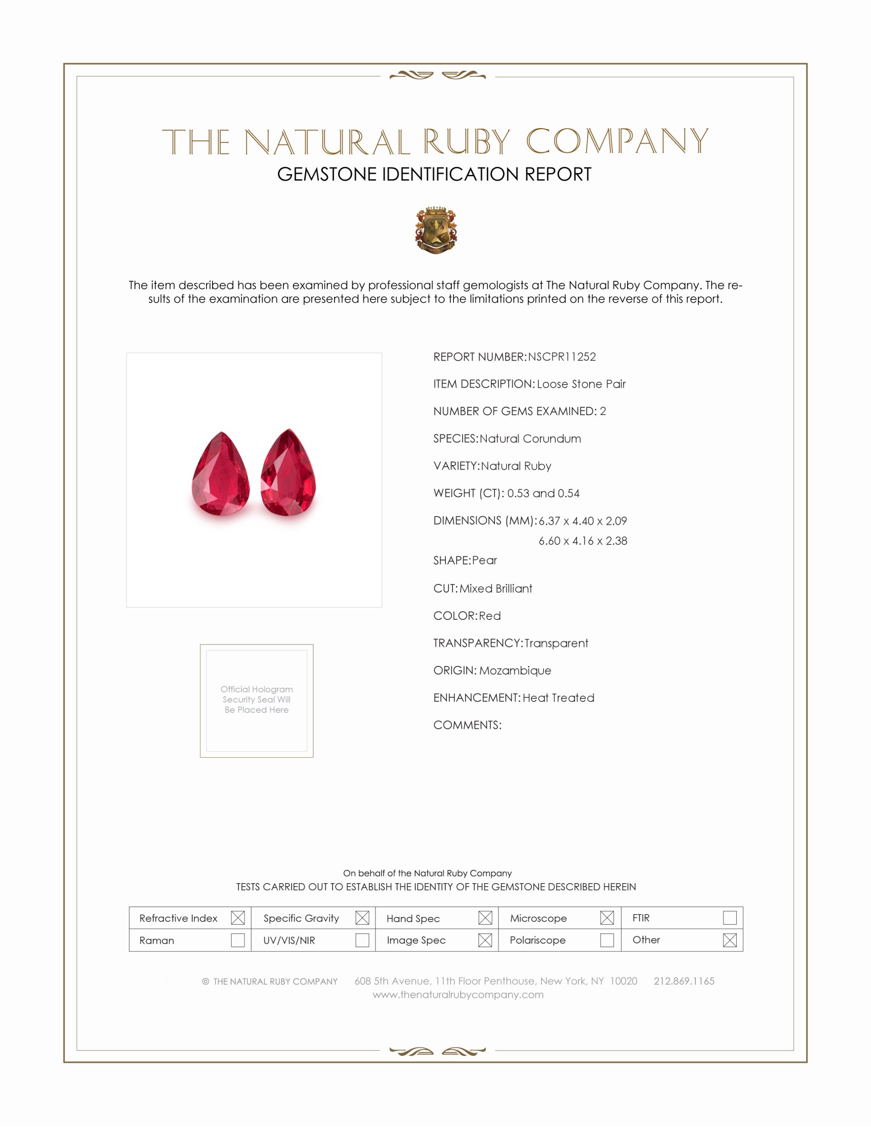 1.07 Ct.Tw. Ruby Pair from Mozambique