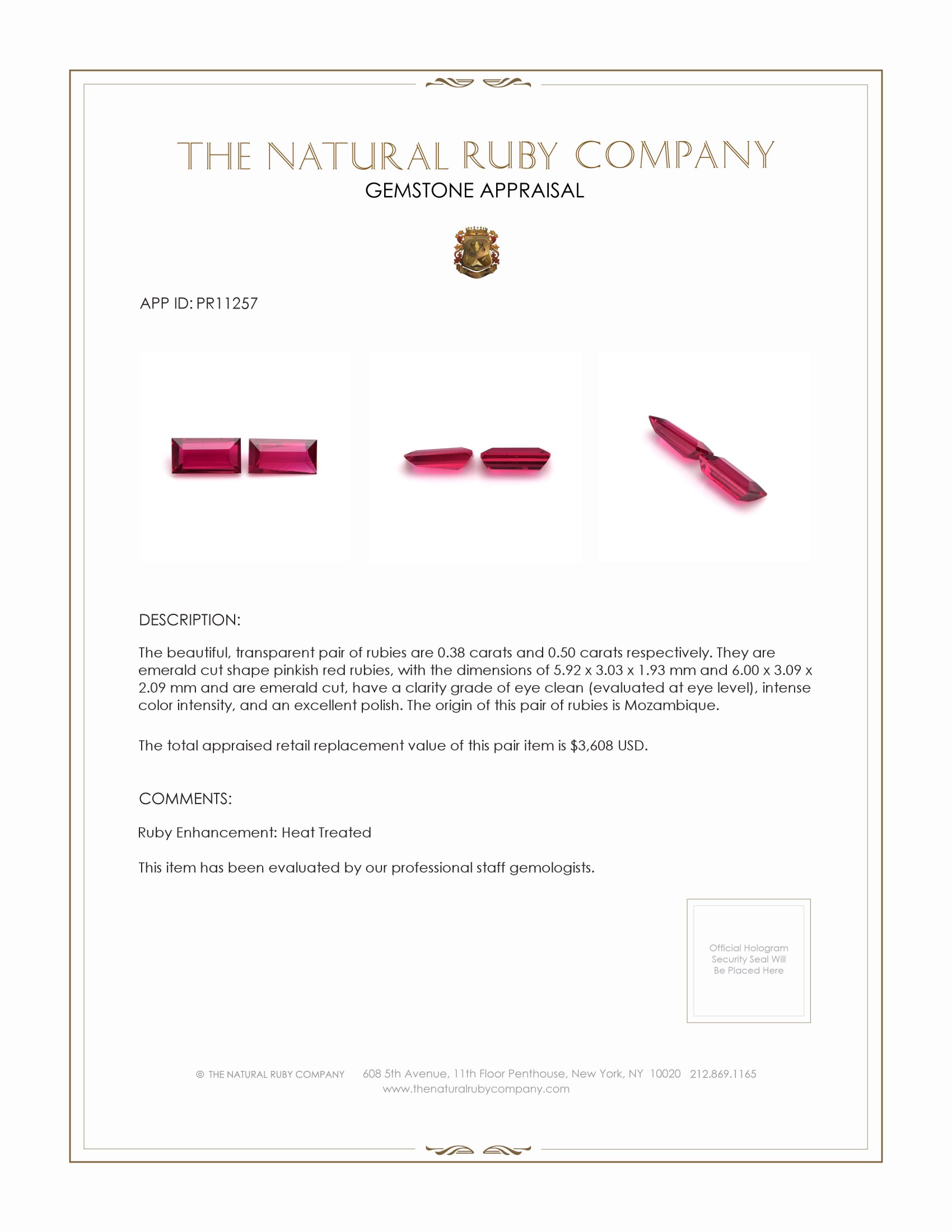 0.88 Ct.Tw. Ruby Pair from Mozambique