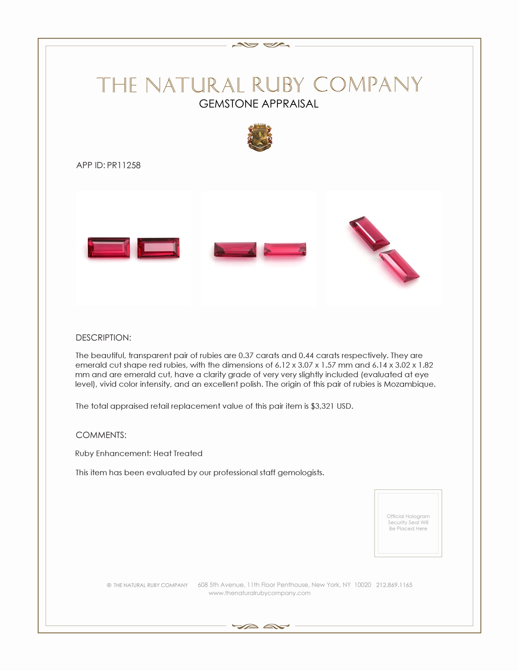 0.81 Ct.Tw. Ruby Pair from Mozambique