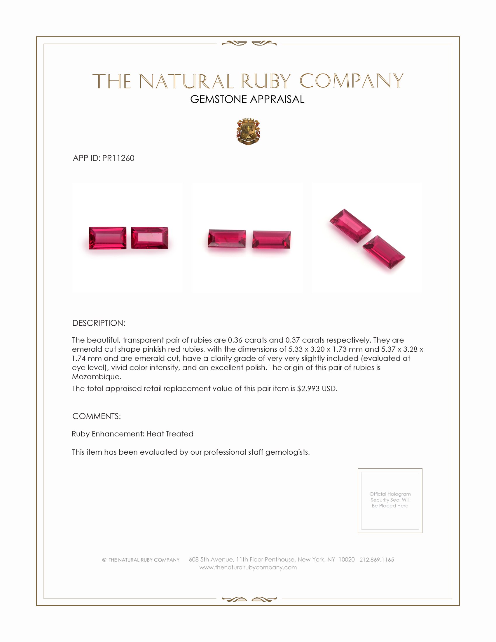 0.73 Ct.Tw. Ruby Pair from Mozambique