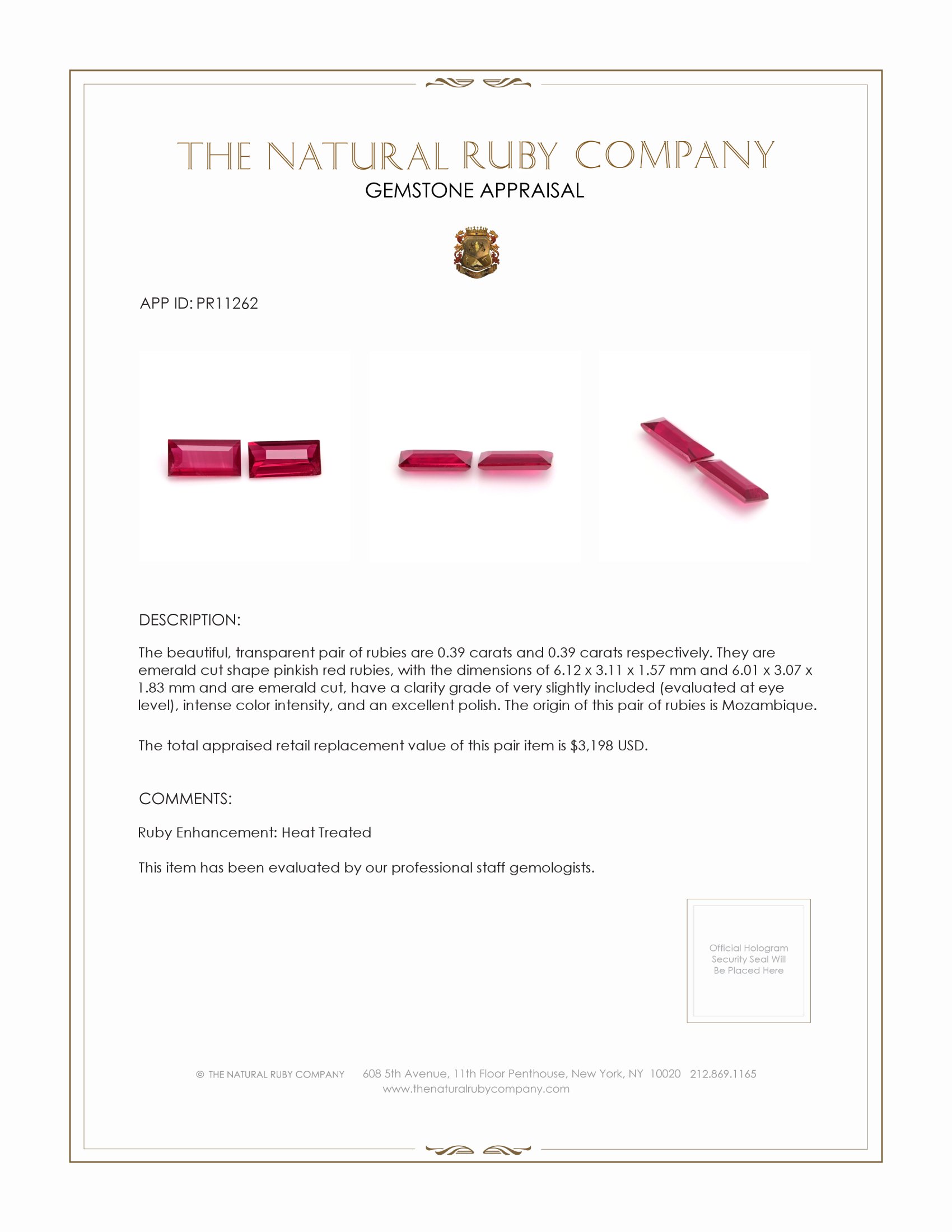 0.78 Ct.Tw. Ruby Pair from Mozambique