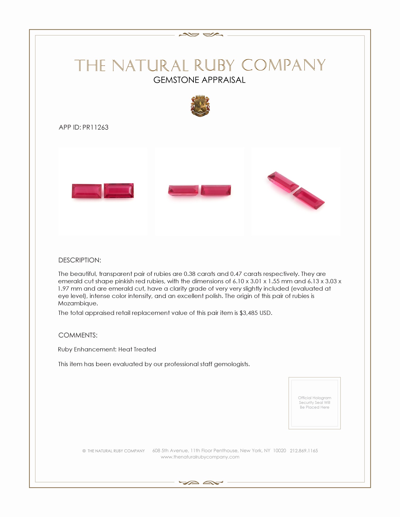 0.85 Ct.Tw. Ruby Pair from Mozambique