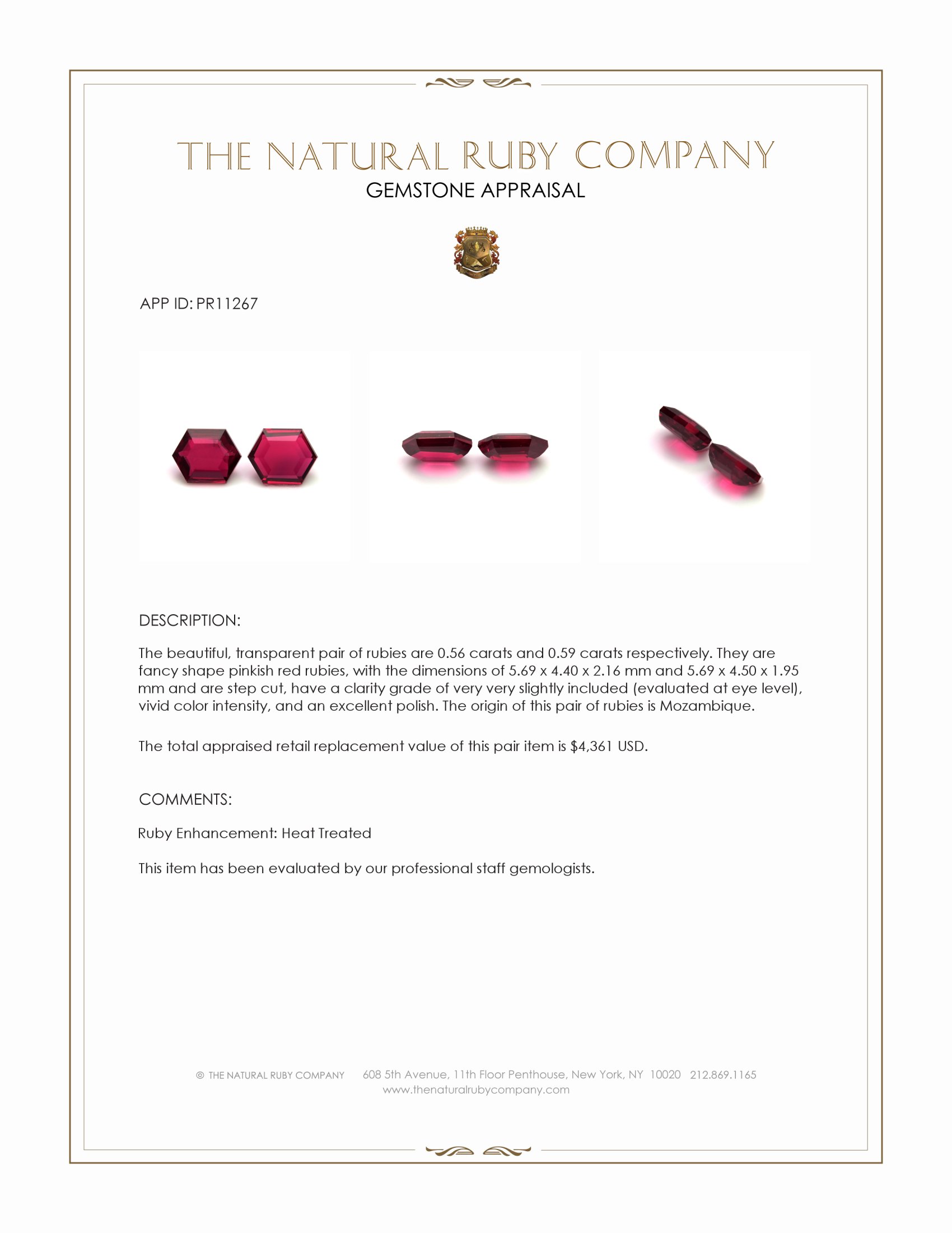 1.15 Ct.Tw. Ruby Pair from Mozambique