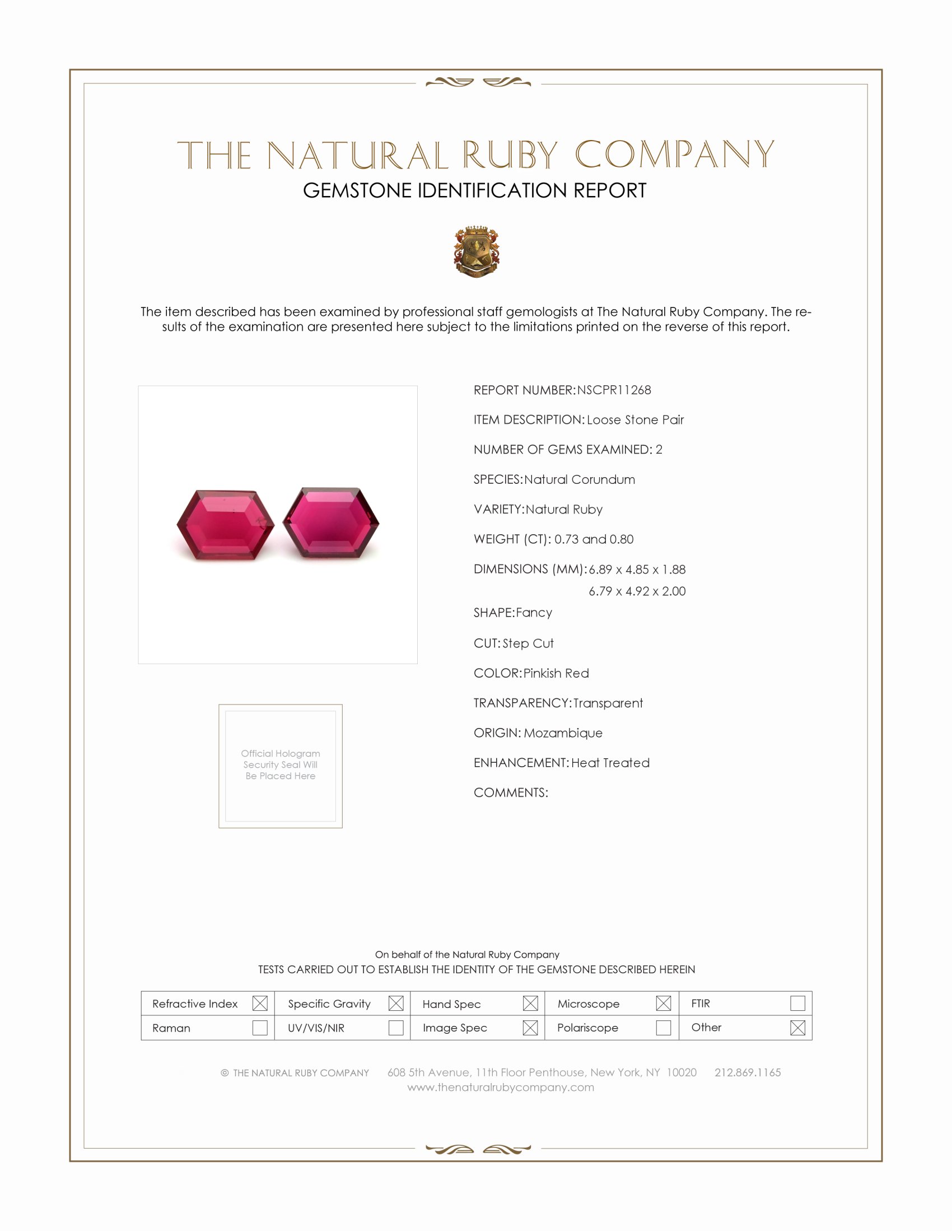 1.53 Ct.Tw. Ruby Pair from Mozambique
