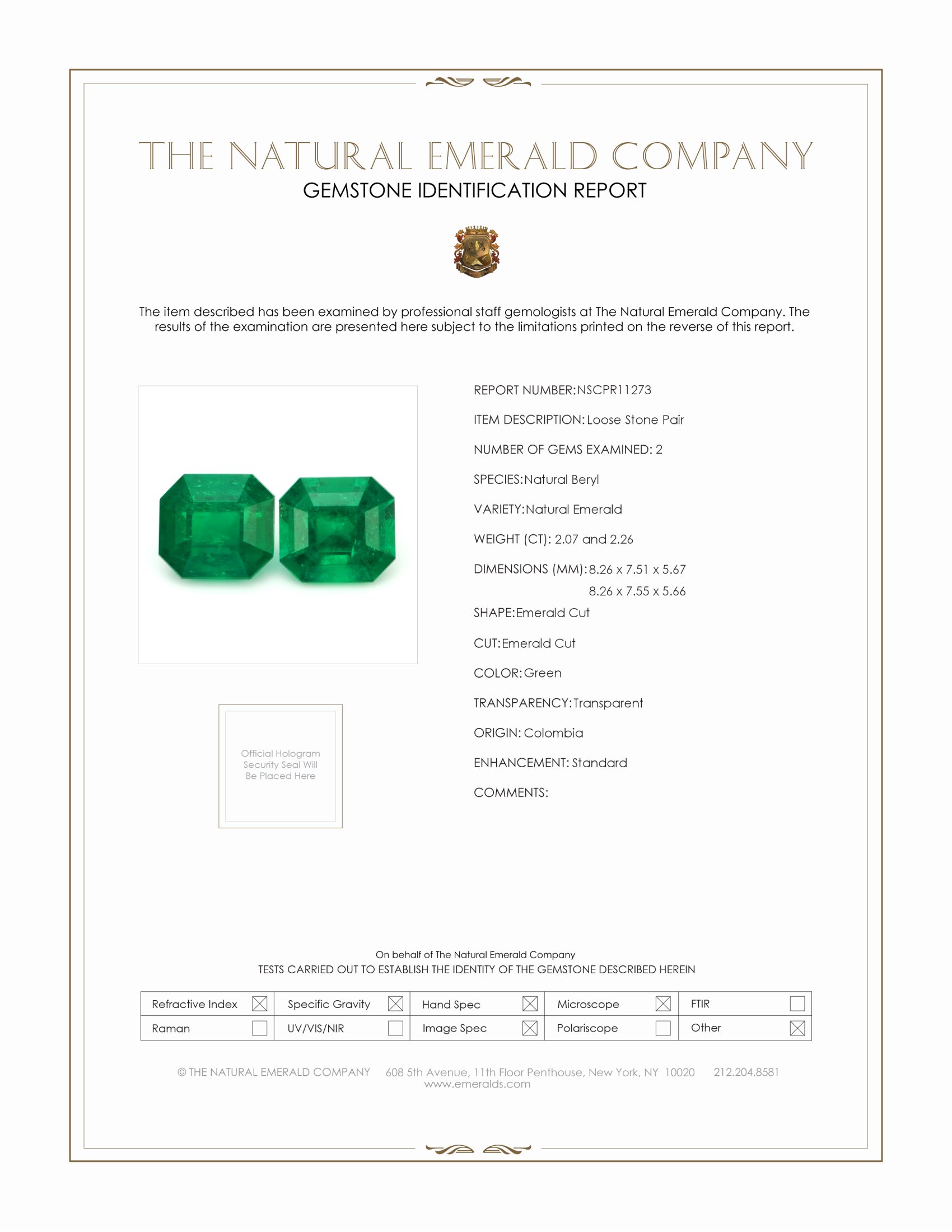 4.33 Ct.Tw. Emerald Pair from Colombia