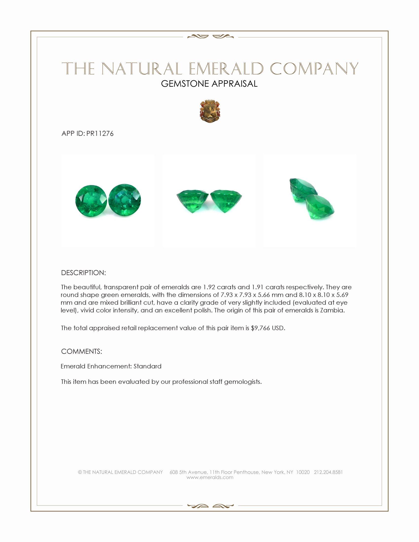 3.83 Ct.Tw. Emerald Pair from Zambia
