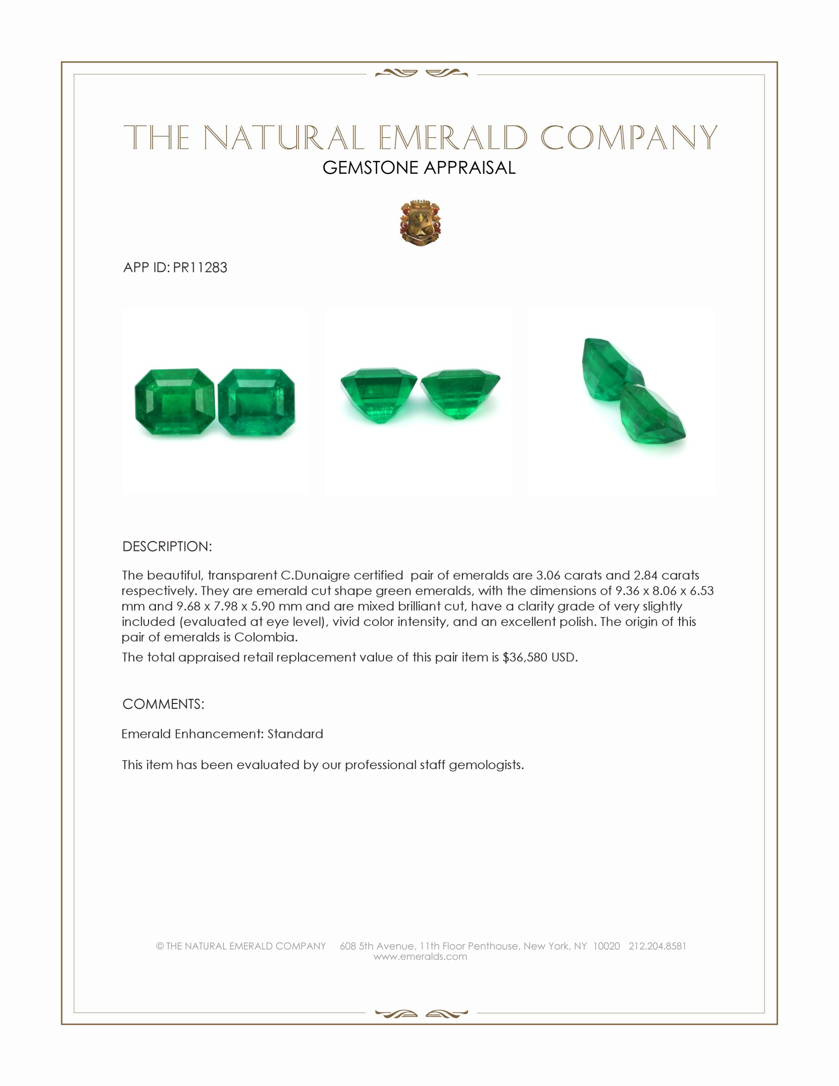 5.90 Ct.Tw. Emerald Pair from Colombia