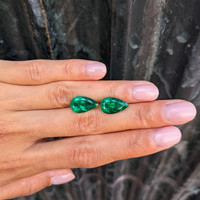 7.16 Ct.Tw.Total Carat Weight Emerald Pair from Colombia Life Style